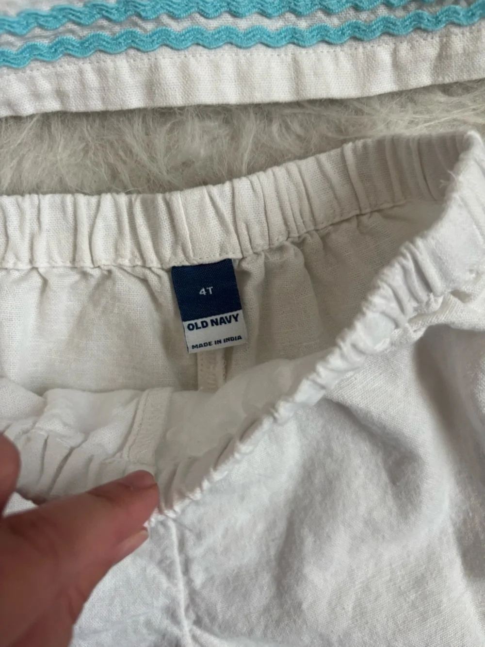 Old Navy White Girls Tank & Shorts Set with Yellow, Blue & Pink Trim